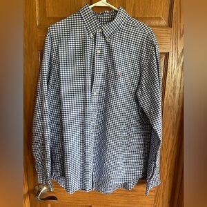 Ralph Lauren Blue and White Casual Button Down Shirt